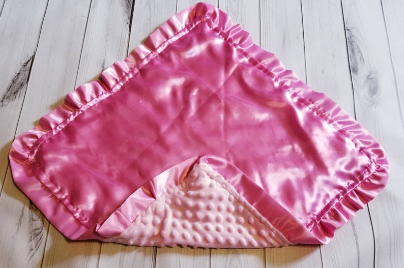 Baby Girl Personalized Security Blanket Lovie Lovey Pink Satin Etsy