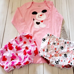 Valentines Day puppy dog Bodysuit one piece and diaper cover 2t image 1