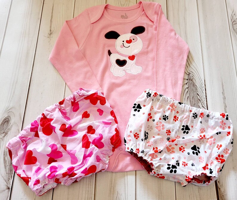 Valentines Day puppy dog Bodysuit one piece and diaper cover 2t image 1