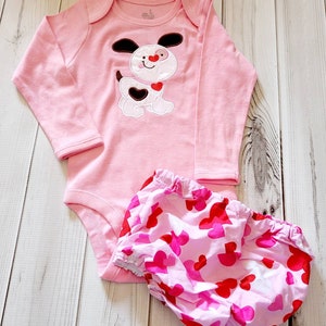 Valentines Day puppy dog Bodysuit one piece and diaper cover 2t image 3