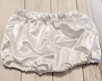 White Satin Diaper Cover Bloomers 2t thru 5t