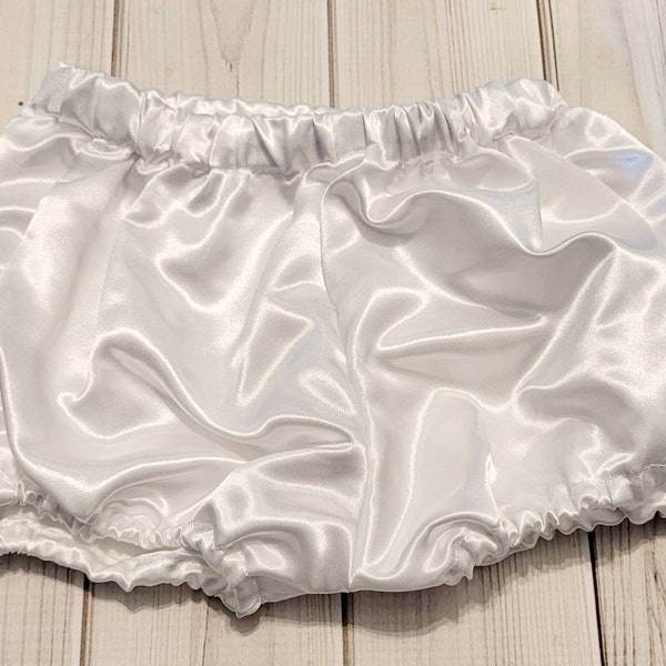 White Satin Diaper Cover Bloomers 2t thru 5t