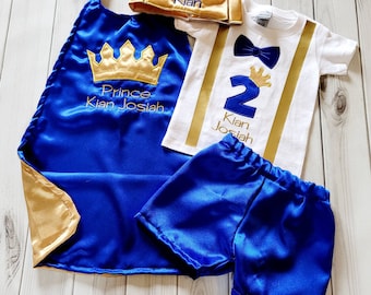 Prince King blue gold Toddler boy 1st - 5th birthday outfit