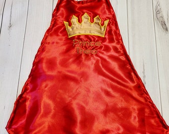 Baby boy RED Toddler 1st 2nd birthday Royalty Smash cake photo prop PRINCE or KING gold crown cape