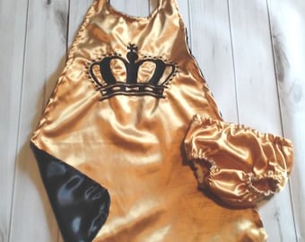 Gold and Black 1st birthday Royalty Smash cake photo prop KING crown cape & diaper cover