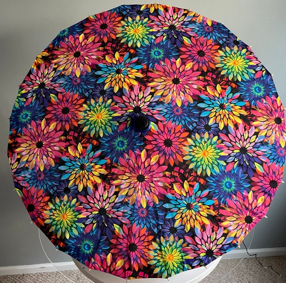 Multi colored floral parasol