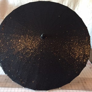 Black sequins on a black parasol