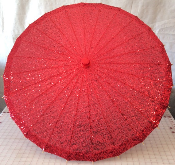 Red small sequins parasol