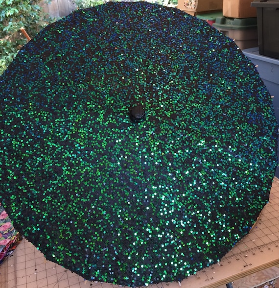 Emerald Green and Blue sequin parasol