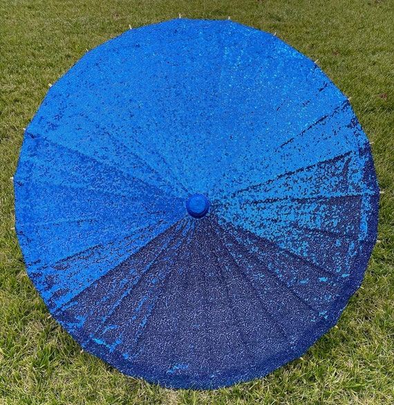 Royal blue small sequin parasol