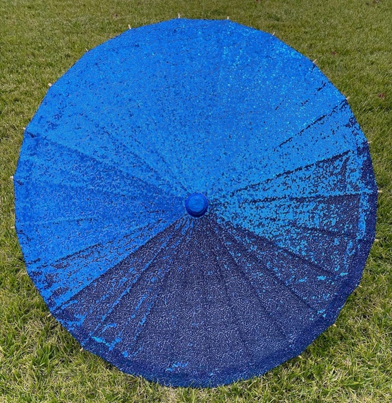 Royal blue small sequin parasol