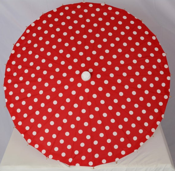 Red with white polka dots parasol