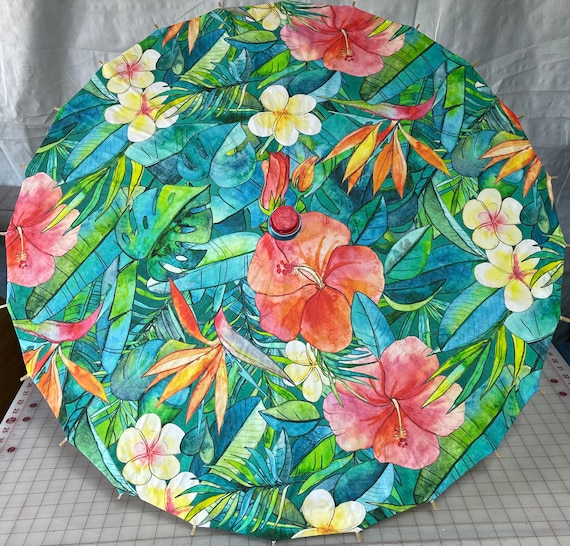 tropical flowers watercolor parasol