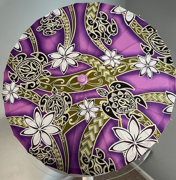 Tropical Purple parasol with turtles