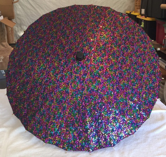 Sequins multi colored fushia parasol