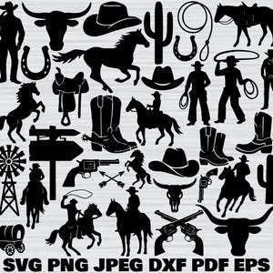 Western Svg Bundle, Cowboy Svg Bundle, Western Women Svg, Cowboy Hat Svg, Cowgirl Svg, Cowboy Silhouette Svg, Cowboy Cut Files For Circut