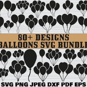Balloons Svg Bundle, Balloons Clipart, Party Balloons Svg, Balloons Cut Files For Circut, Balloons Silhouette, Balloons Svg, Balloon Png,Eps