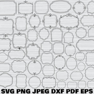 Frame Svg Bundle, Frame Clipart, Frame Cut Files For Circut, Frame Border Svg, Outline Frame Svg, Vintage Frames Svg,  Frame Banners Svg,Png