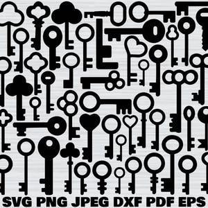Key Svg Bundle, Key Clipart, Magic Key Svg, Vintage Key Svg, Heart Shaped Key Svg, Key Lock Svg,  Lock And Key Svg, Key Silhouette, Key Png