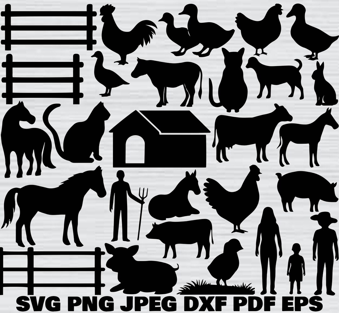 Farm Animals Svg Bundle, Farm Animals Clipart, Farm Animals Silhouette ...