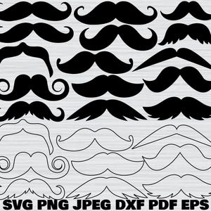 Mustache Svg Bundle, Mustache Png Bundle, Mustache Clipart, Mustache Silhouette, Mustache Cut File For Circut, Mustache Svg, Mustache Vector