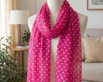 Women Polka Dot Chiffon Scarf Lightweight Summer Sunscreen Neck Wrap