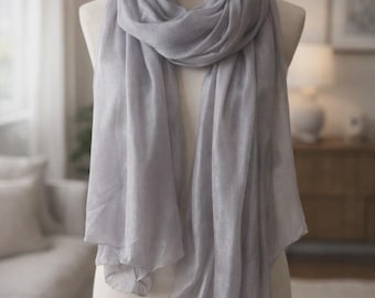 Lightweight Linen Scarf for Women, Soft Solid Color Shawl Wrap