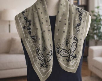 Paisley Print Head Scarf, Small Neck Scarf Spring Summer