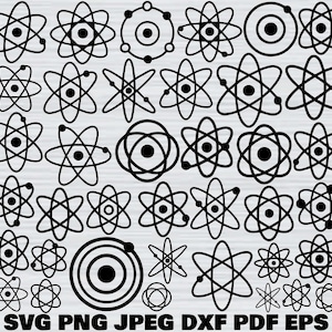 Atom-Svg-Bundle, Atom-Clipart, Atom-Schnittdateien für Circut, Wissenschaft-Svg-Dateien, Wissenschaftliche Schnittdateien, Atom-Silhouette, Wissenschaftler-Svg, Wissenschafts-Atom-Svg