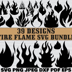Fire Flame SVG Bundle, Fire Flame Clipart, Fire Svg Bundle, Fire Flames Svg, Flames Silhouette, Fire Flames Cut Files For Circut, Fire Svg