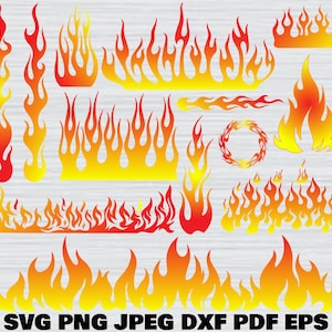 Fire Flame SVG Bundle, Fire Svg Bundle, Fire Flames Svg, Fire Flames Cut Files For Circut, Fire Svg, Fire Flames Clipart, Flames Silhouette