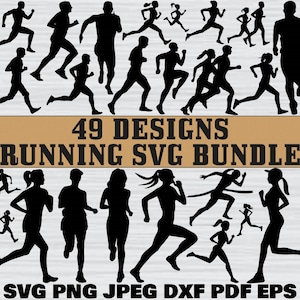 Running svg Bundle, Running People Svg, Athletic Silhouettes, Running Man Svg, Running Woman Svg, Exercise Run Svg, Running Png Bundle, Pdf