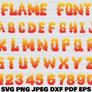 Fuente de llama SVG, fuente de llama TTF, fuente de fuego SVG, alfabeto de fuente de fuego SVG, fuente de fuego TTF, letras de llama SVG, números de llama SVG, fuente de fuego PNG, PDF