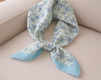 Floral Cotton Linen Head Scarf – 58x58cm Square Bandana