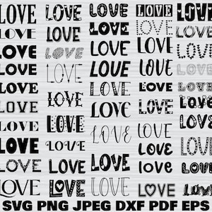 Lot Svg amour, lot Svg Saint-Valentin, Svg texte amour, Svg amour maman, Clipart amour, fichiers coupés amour pour le circuit, Silhouette amour, amour Svg