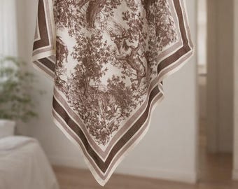 Square Printed Scarf for Women– Lightweight Cotton Feel Neck Scarf- All Season Bandana