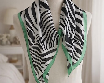 Zebra Print Square Scarf | Lightweight Polyester Neck Scarf
