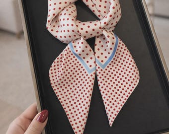 Polka Dot Silk Feel Haarschal für Frauen - Vintage Square Neck Wrap
