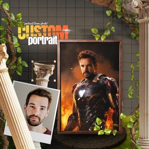 Aangepast Ironman-portret: gepersonaliseerde superheldenkunst (digitale download)