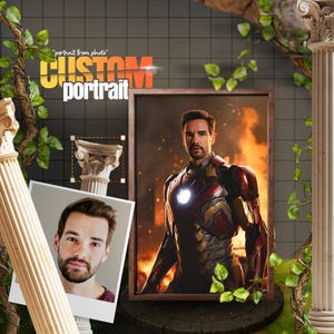Custom Iron Man Portrait: Personalized Superhero Digital Art (Digital Download)