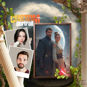 Personalised Jedi Couple Portrait – Custom Star Wars Art From Photo | Gift for Partner, Father’s Day, Mother’s Day | Digital Print