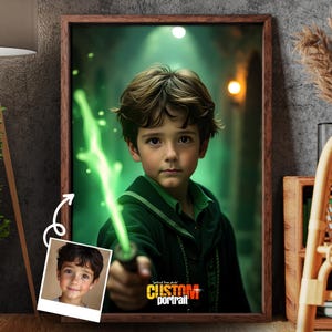 Personalisiertes Harry Potter Portrait - Zauberer Poster Druck, personalisierte Foto Kunst Geschenk Dekoration