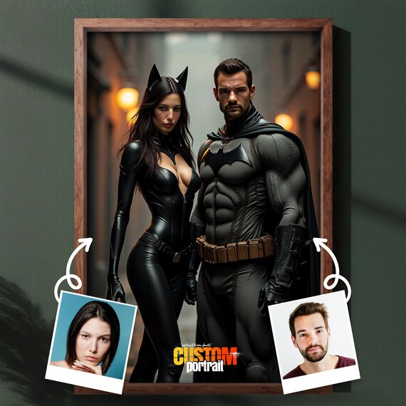 Custom Couple Superhero Portrait From Your Photo, Superheroes Artwork, Unique Anniversary Or Valentine’s Day Gift For Boyfriend Or Husband