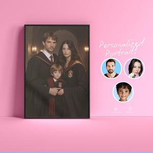 Customised Magician Family Portrait, Custom wizard portrait, Custom Personalized Wizard Universe Portrait, Portrait from Photo