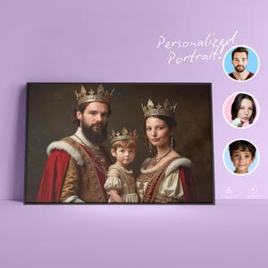 Custom Royal Family Portrait - Historical Renaissance Style Wall Art, Personalized Gift for Couples, Unique Family Décor