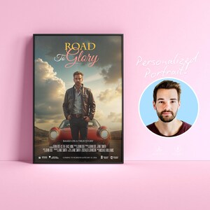 カスタム映画ポスター、パーソナライズされた車の肖像画アート、車愛好家、お父さん、彼、ボーイフレンドへのユニークなギフト