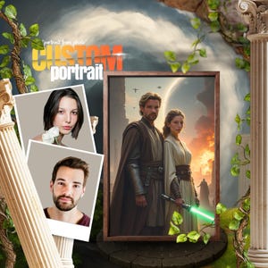 Jedi Couple Portrait – Custom Star Wars Art From Photo | Personalised Gift for Partner, Mother’s Day, or Family Wall Art | Digital Download