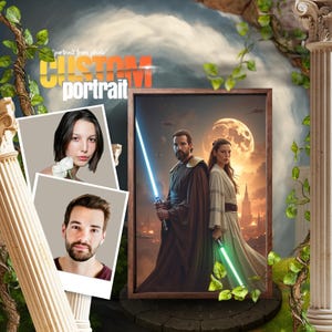 Custom Star Wars Couple Portrait: Jedi & Sith Digital Art (Digital Download