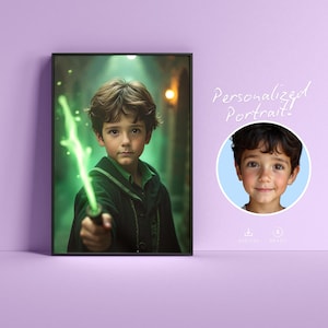 Custom Wizard Portrait - Personalized Digital Art, Gift for Wizard Fans, Wizard Decor, Custom Portrait from Photo, Magic Poster