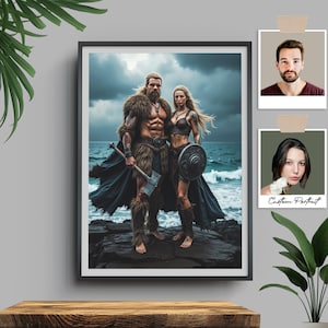 Custom Viking Portrait, Personalized Norse Warrior Artwork, Historical Digital Painting, Unique Viking Gift for Couples & History Lovers